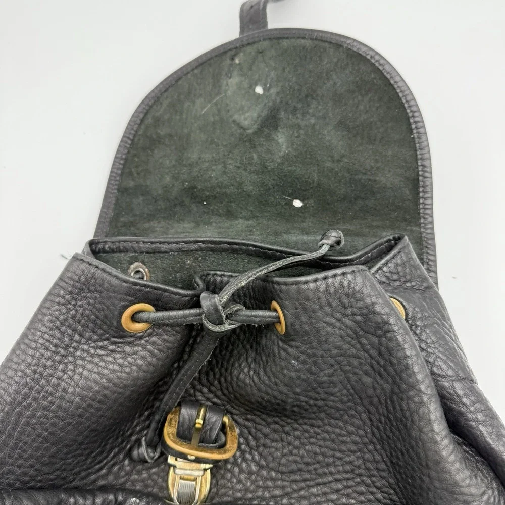 VTG Genuine Leather Rucksack Backpack Black Travel 12